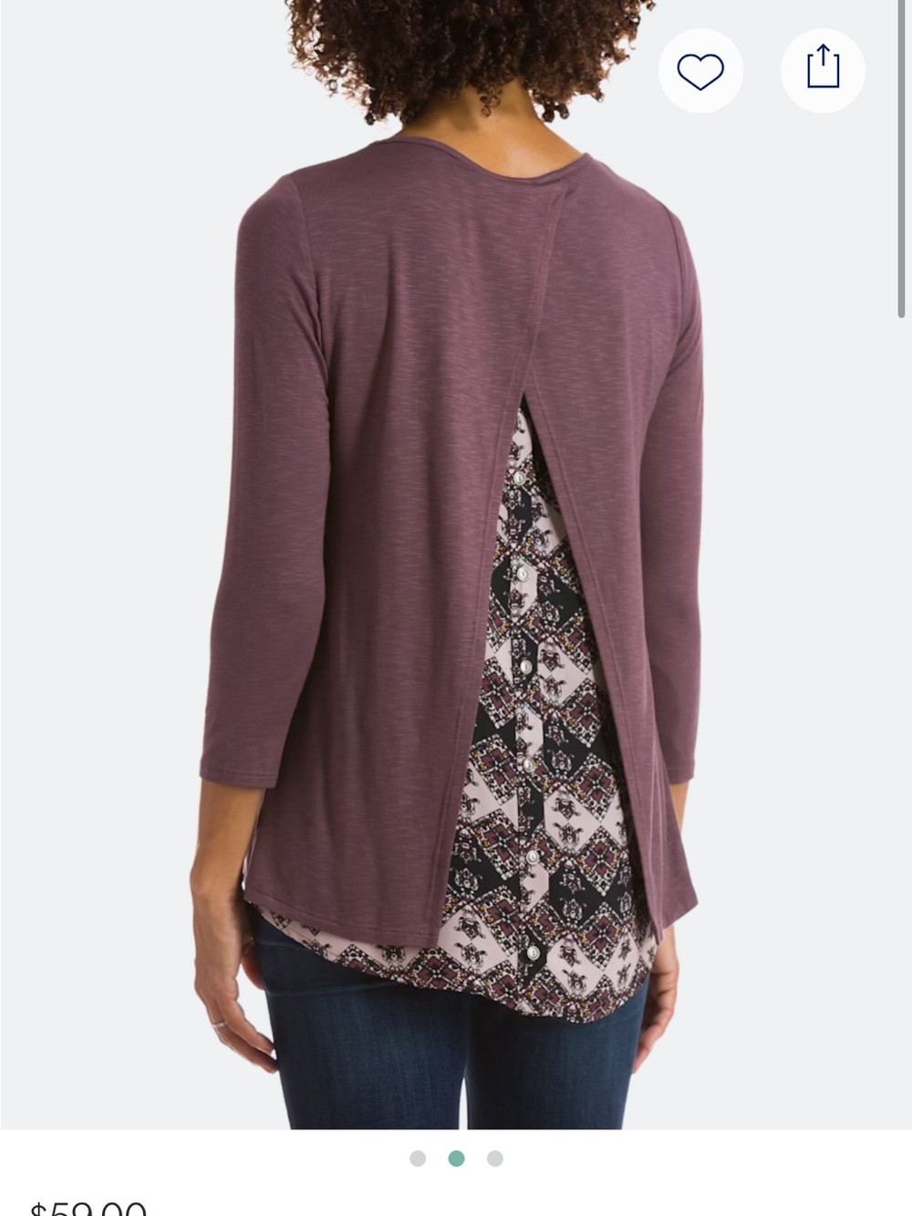 Stitch Fix-Papermoon Mauve Layered Back-Slit Long Sleeve Top